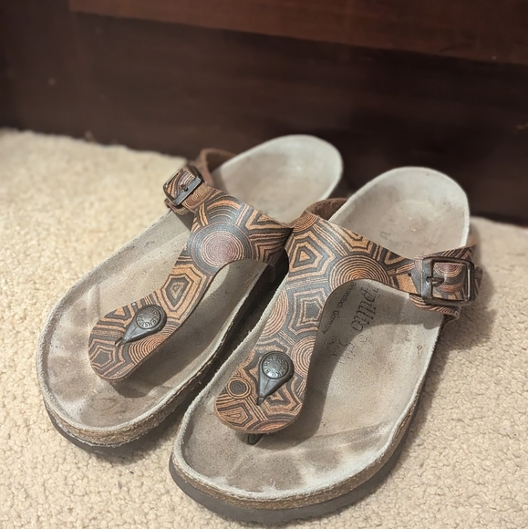 Birkenstock Shoes - Birkenstock Gizeh Sandals Womens Brown Leather Thong Slides Size 38